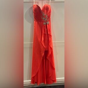 Elegant Orange Evening Gown with Embellishments